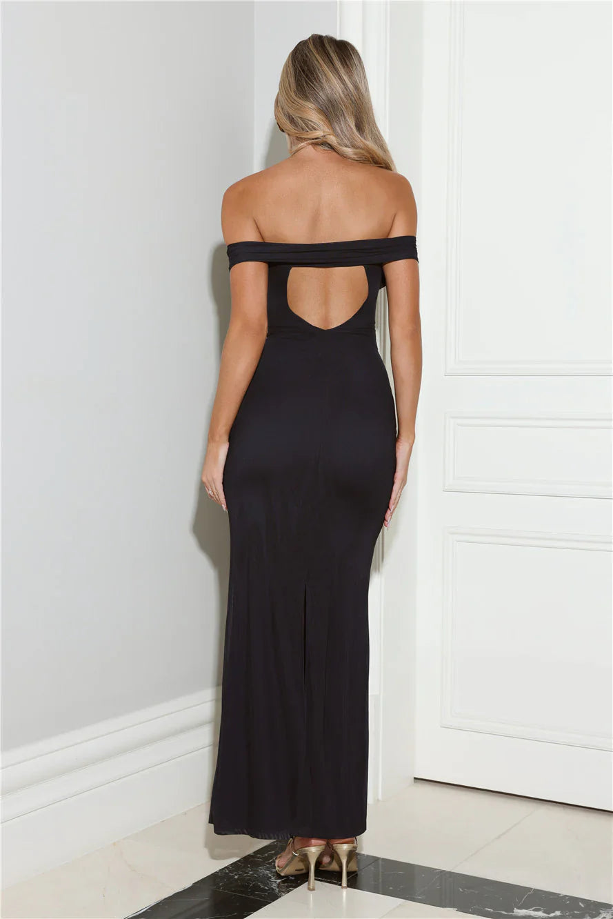 The Grand Entrance Off Shoulder Maxi Dress Navy