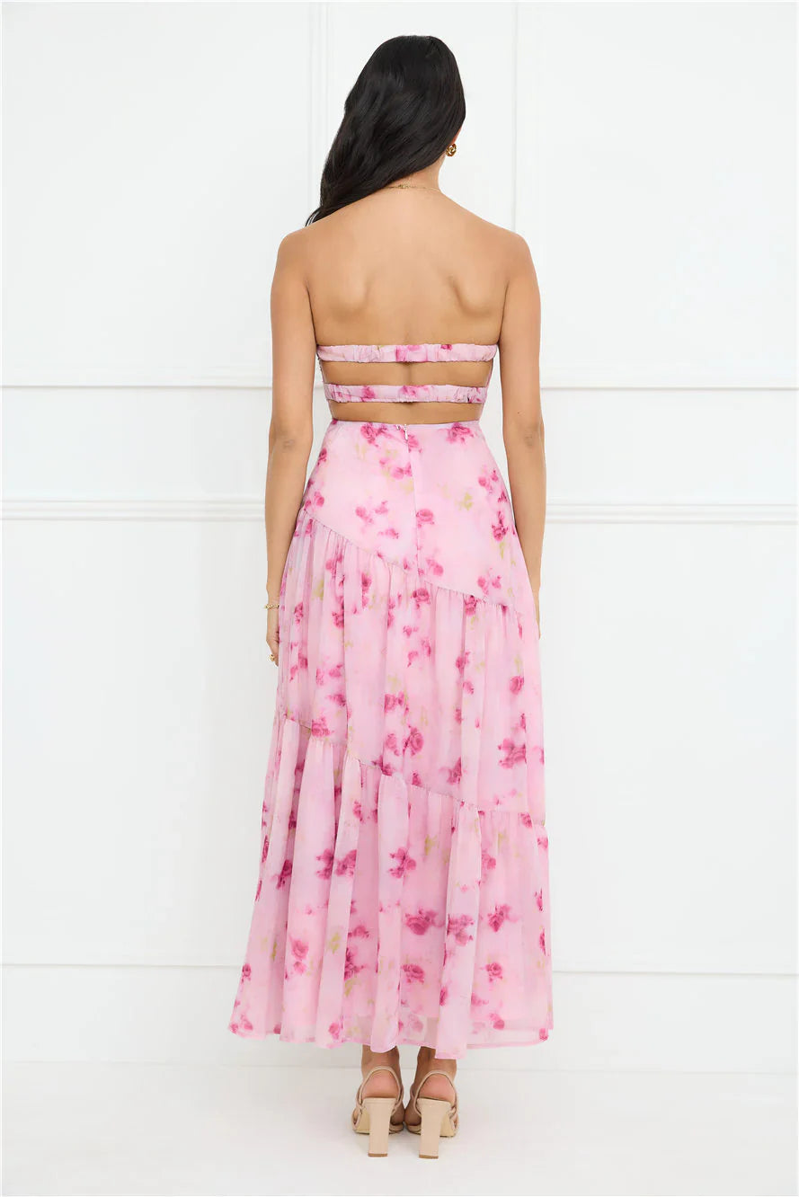 Lavender Mist Strapless Maxi Dress Pink