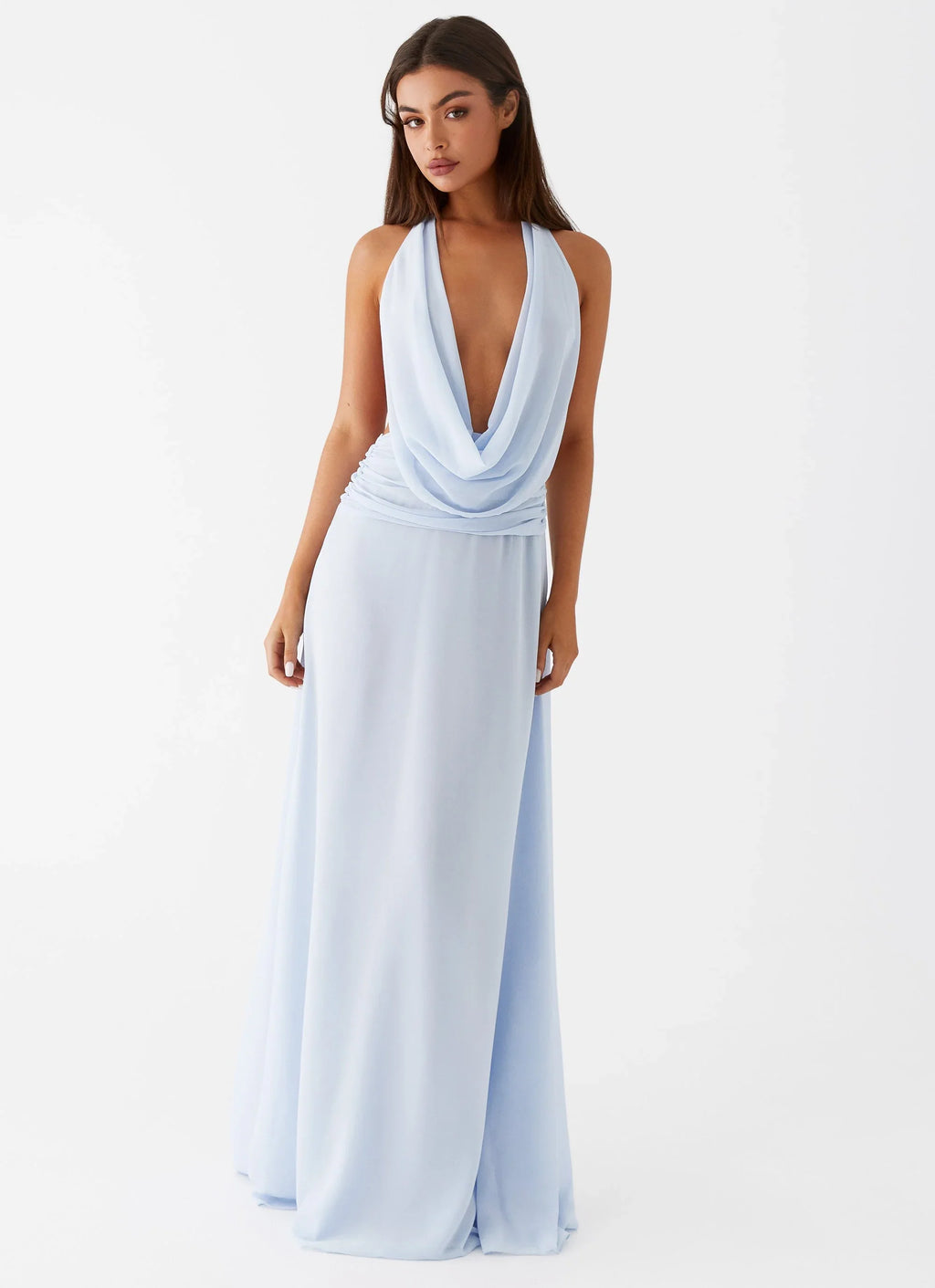 Elysia Chiffon Maxi Dress - Baby Blue