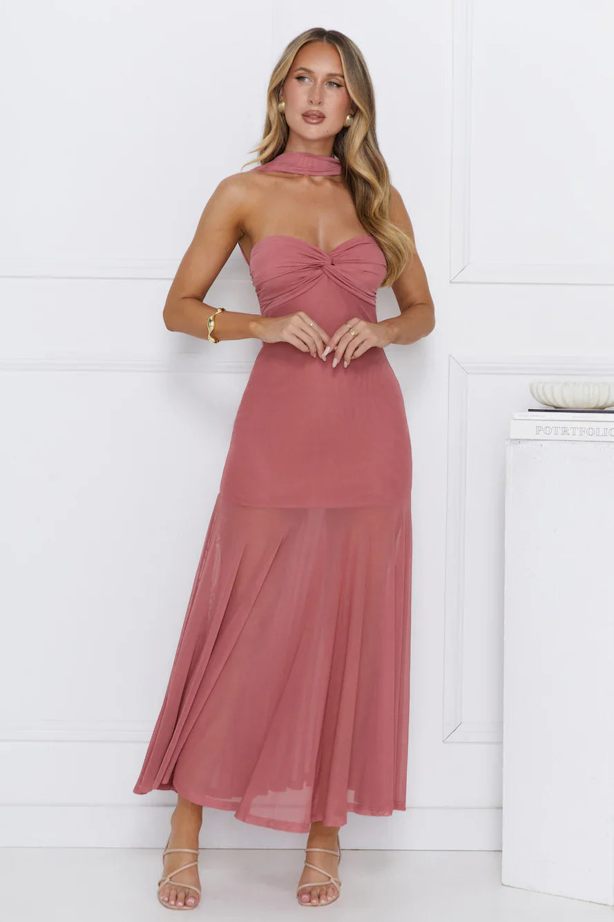 East Coast Edge Mesh Maxi Dress Plum