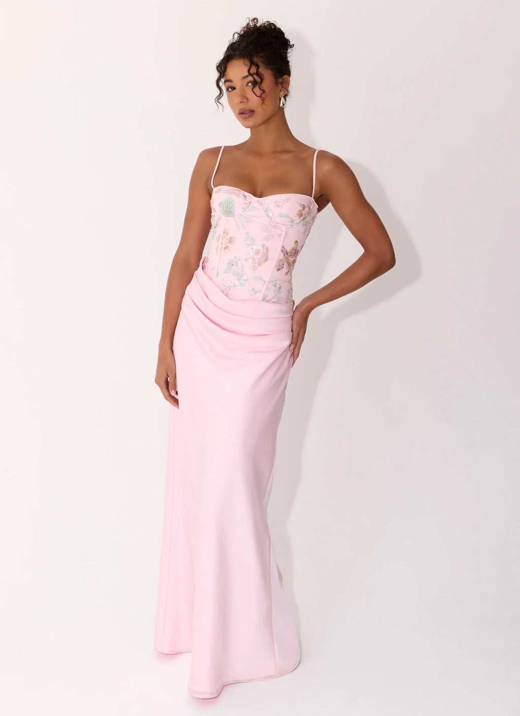 Euphoric Beaded Maxi Dress - Pink Everbloom