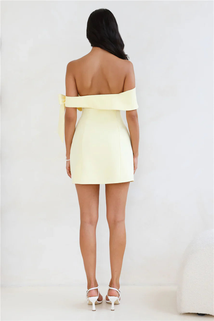Seashell Dream Off Shoulder Mini Dress Yellow