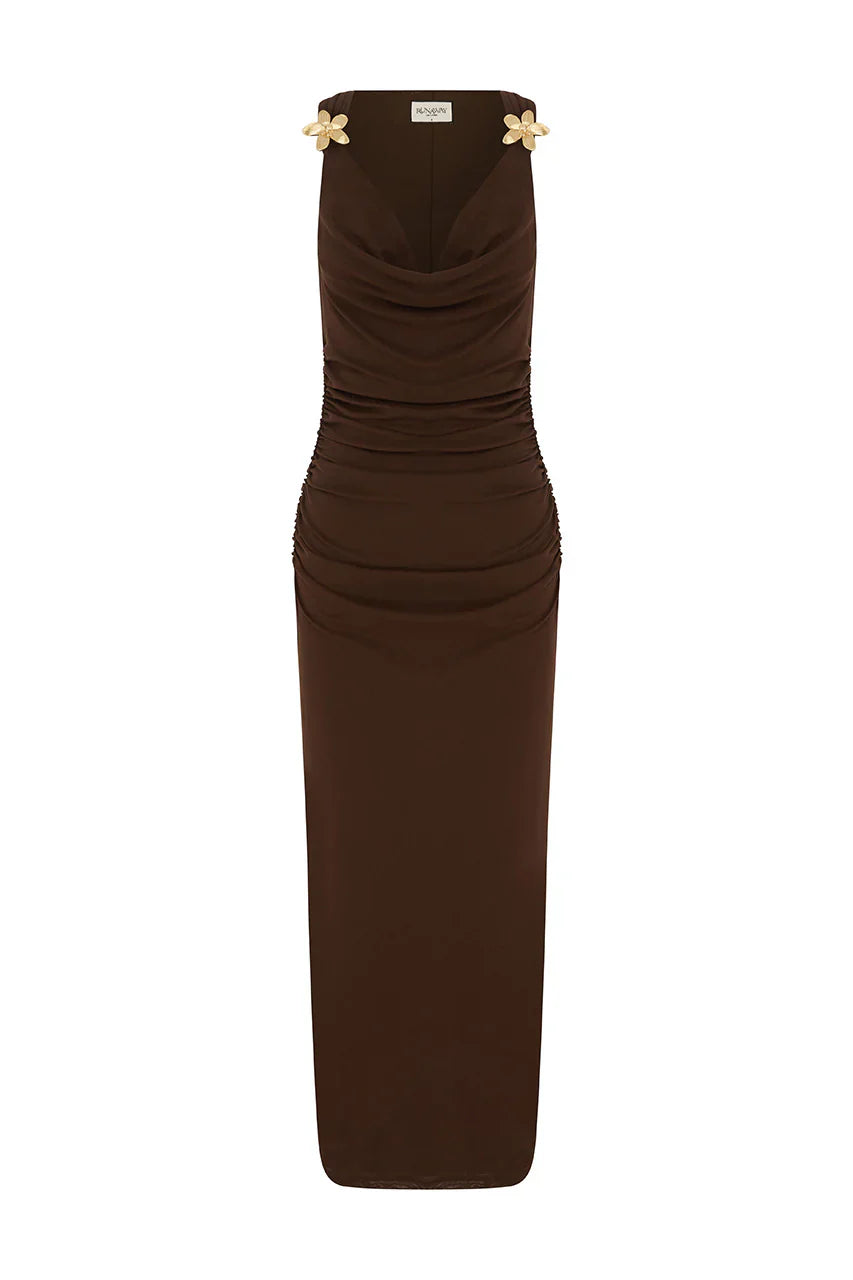 BALIN MIDI DRESS - ESPRESSO