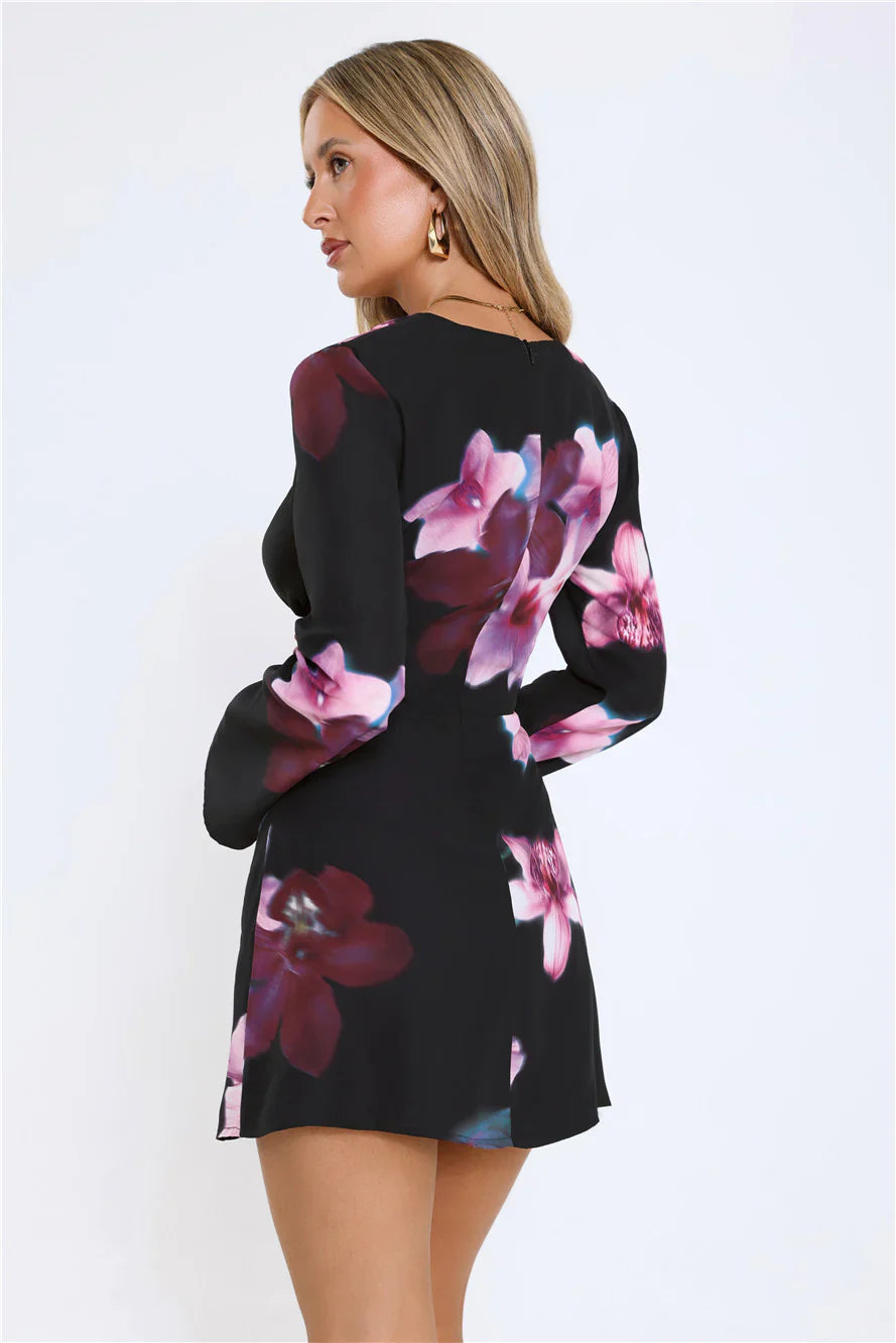 Twilight Bloom Dream Long Sleeve Mini Dress Floral