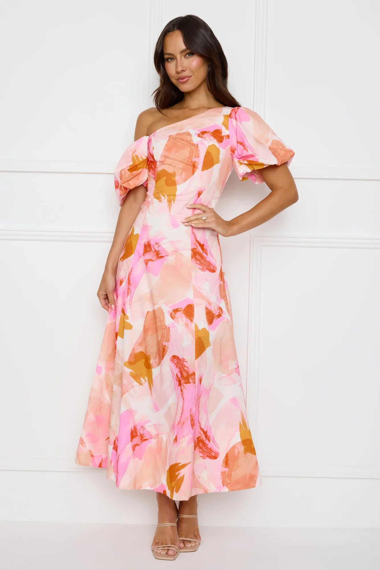 Swan Kiss Off Shoulder Maxi Dress Pink