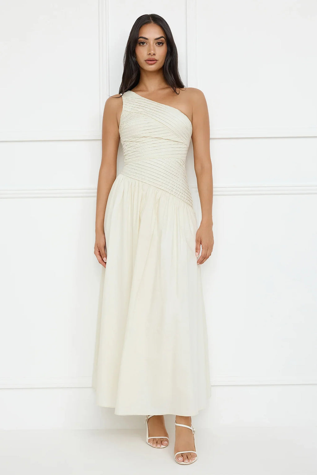 Seashell Moments One Shoulder Maxi Dress Beige