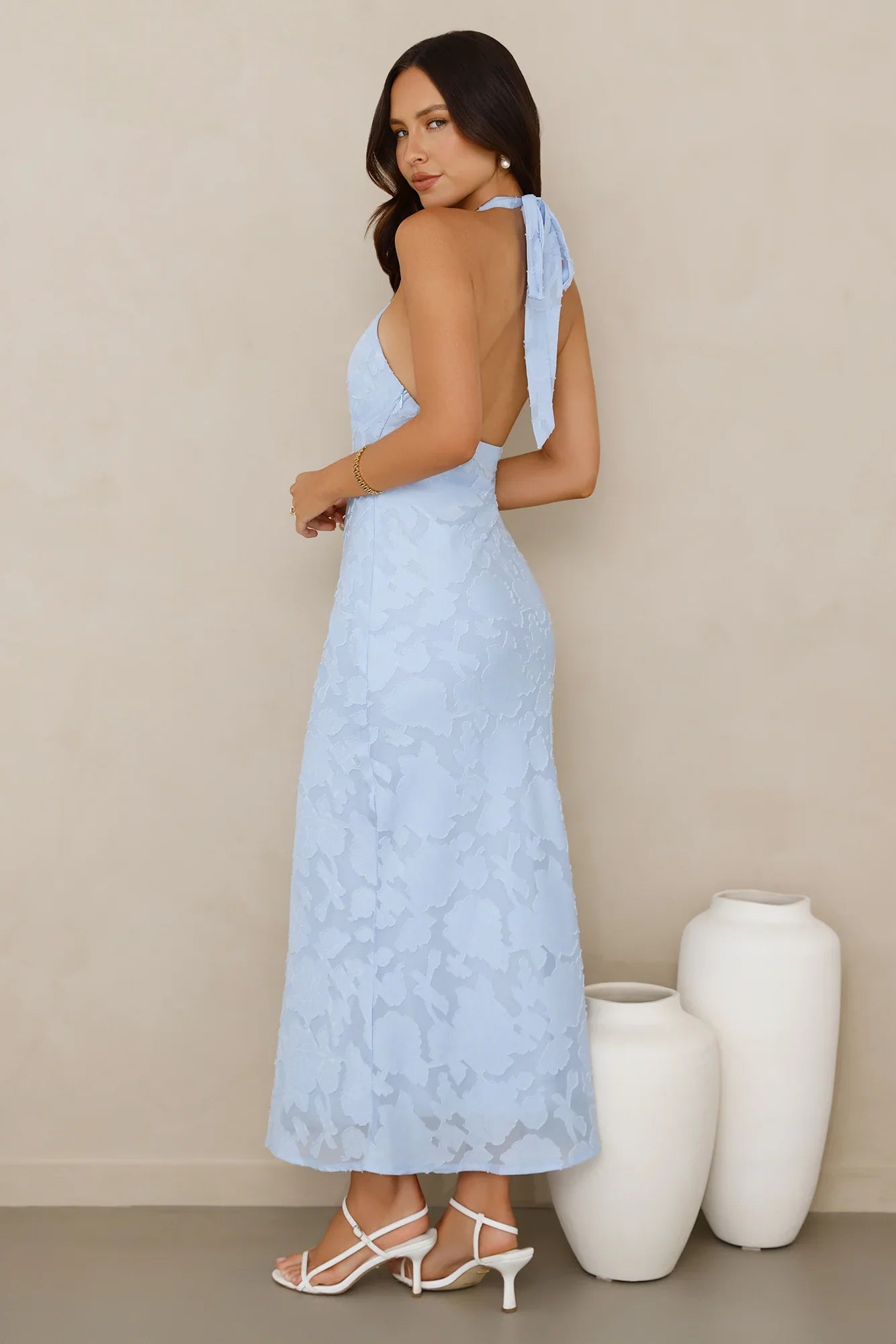 Legally Luxe Halter Maxi Dress Blue
