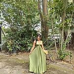 Shimmering Sea Pleated Halter Maxi Dress Olive
