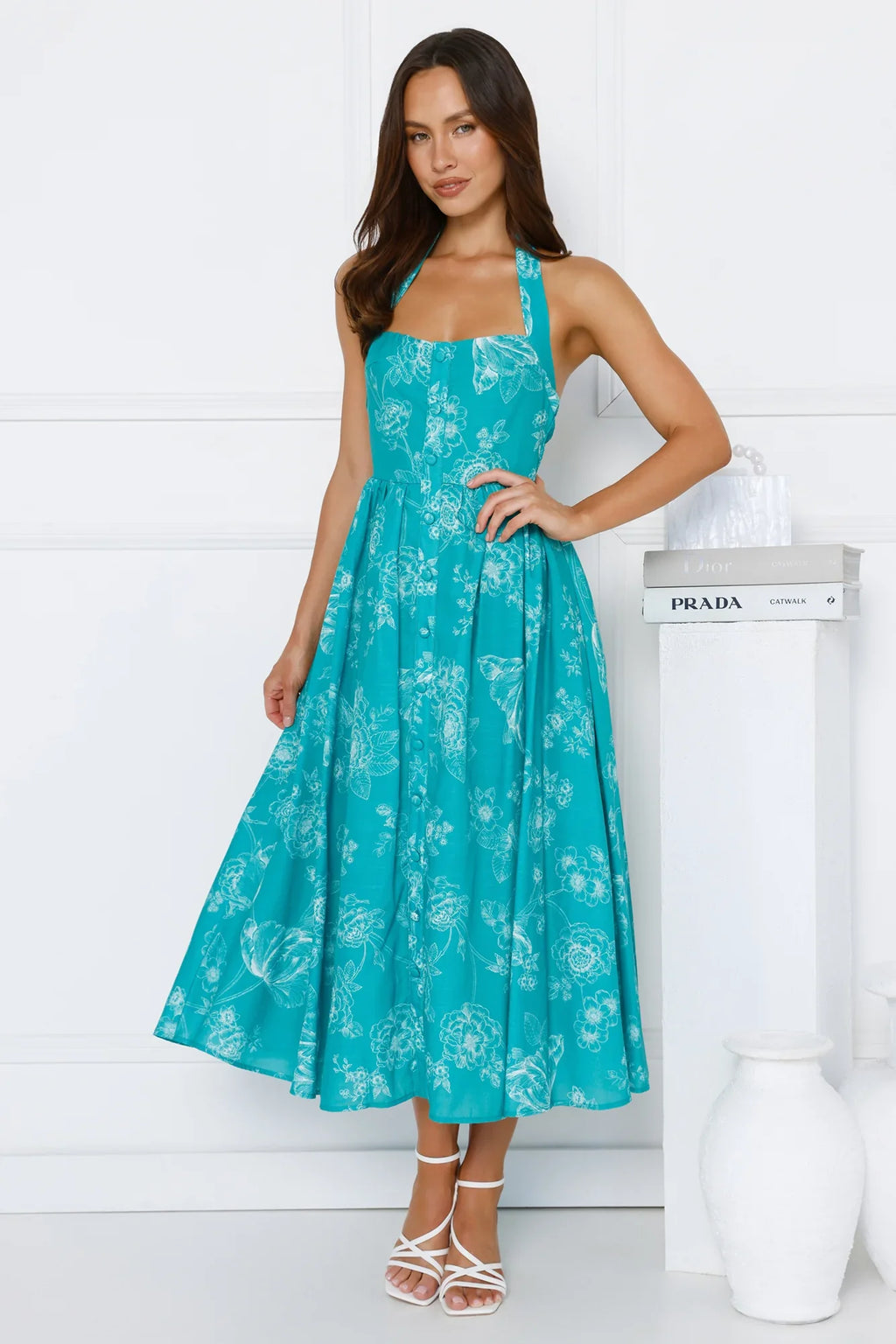 Vibrant Girl Energy Halter Midi Dress Green