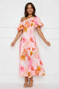 Swan Kiss Off Shoulder Maxi Dress Pink