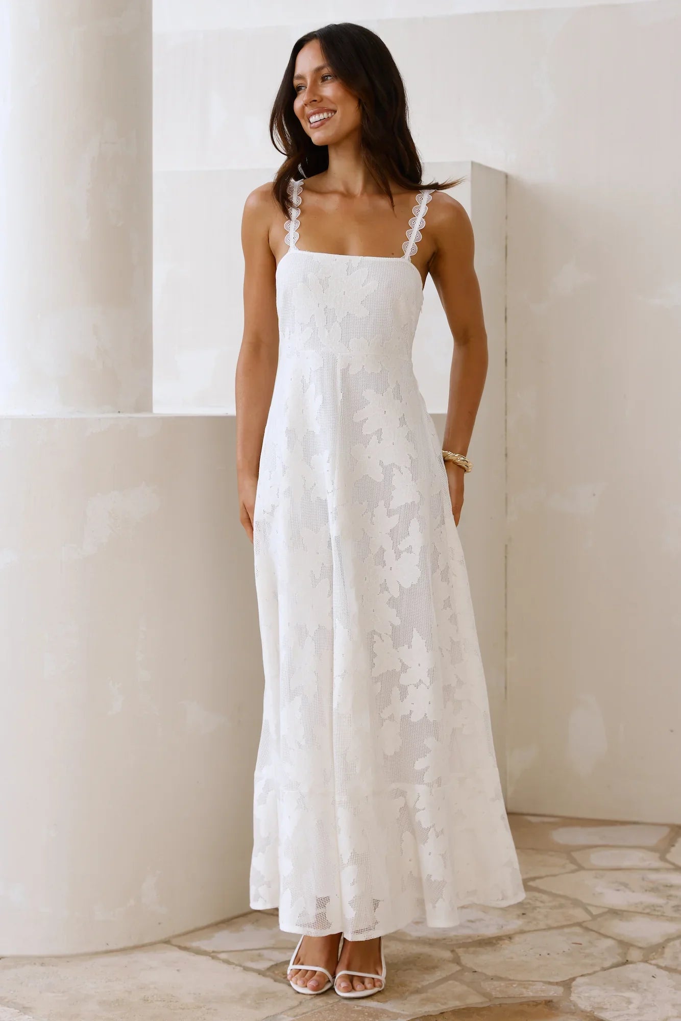 Soft Blossom Maxi Dress Cream