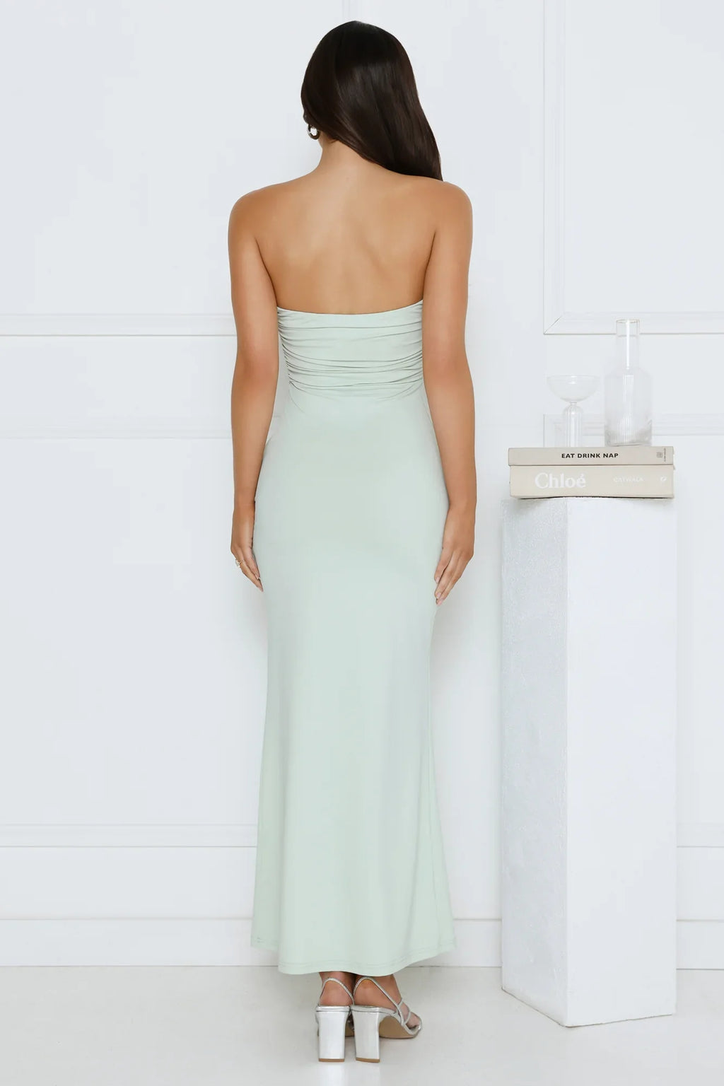 Hot Girl Social Strapless Maxi Dress Sage