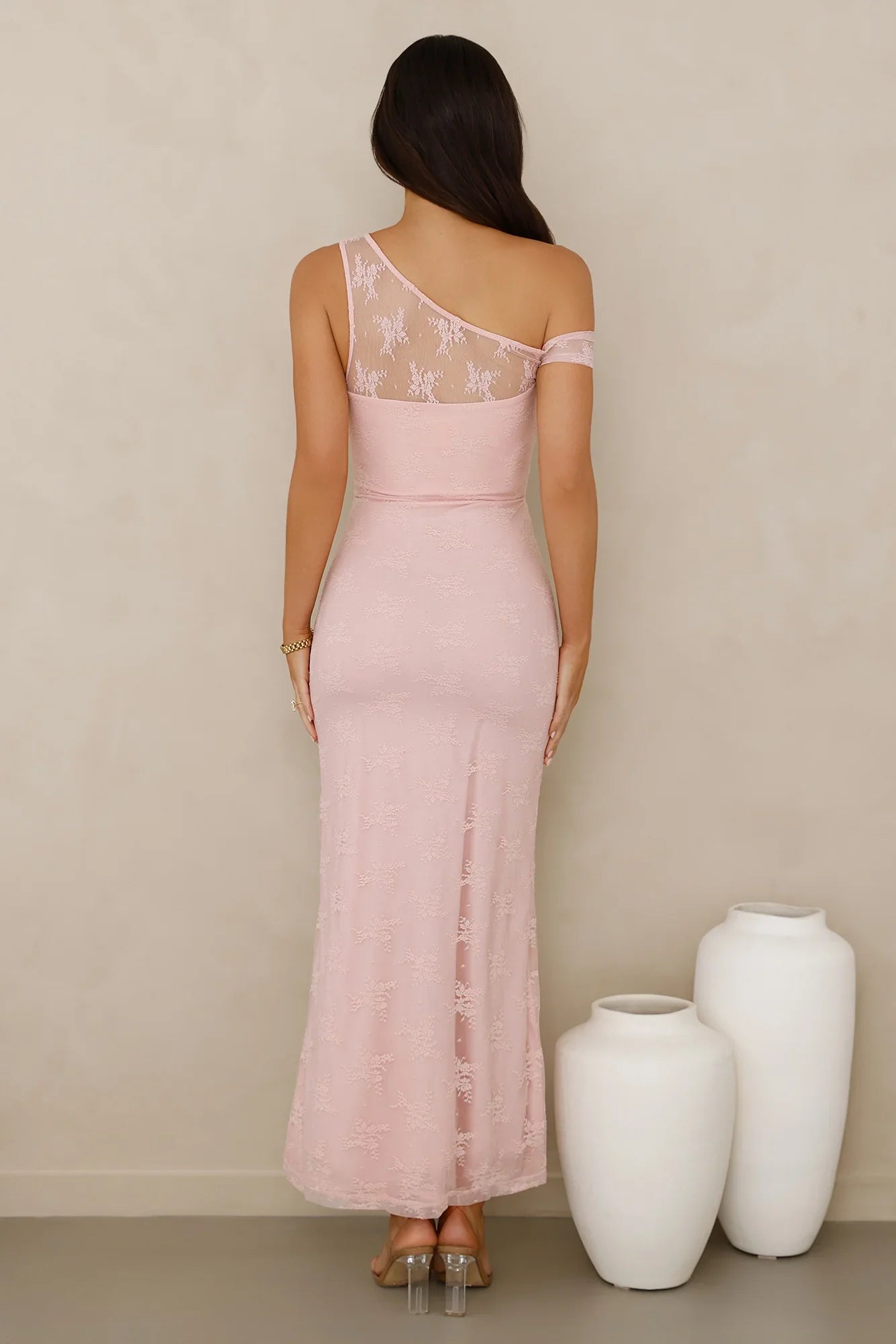 Wild Berry Whimsy Lace Off Shoulder Maxi Dress Pink