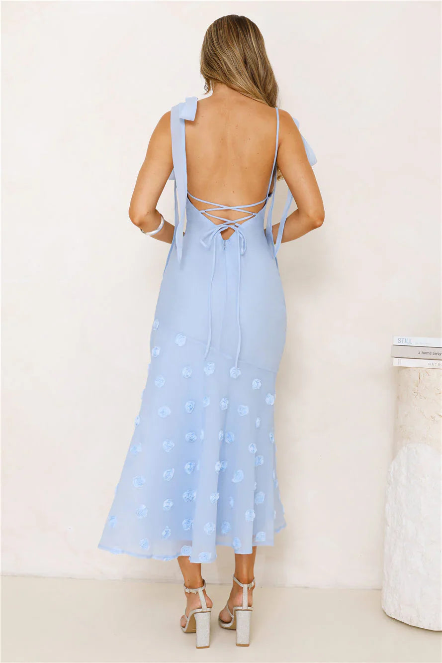 Whispering Petals Maxi Dress Blue