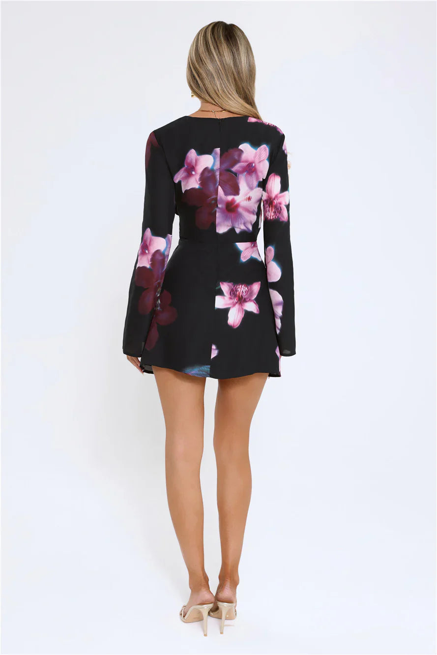 Twilight Bloom Dream Long Sleeve Mini Dress Floral