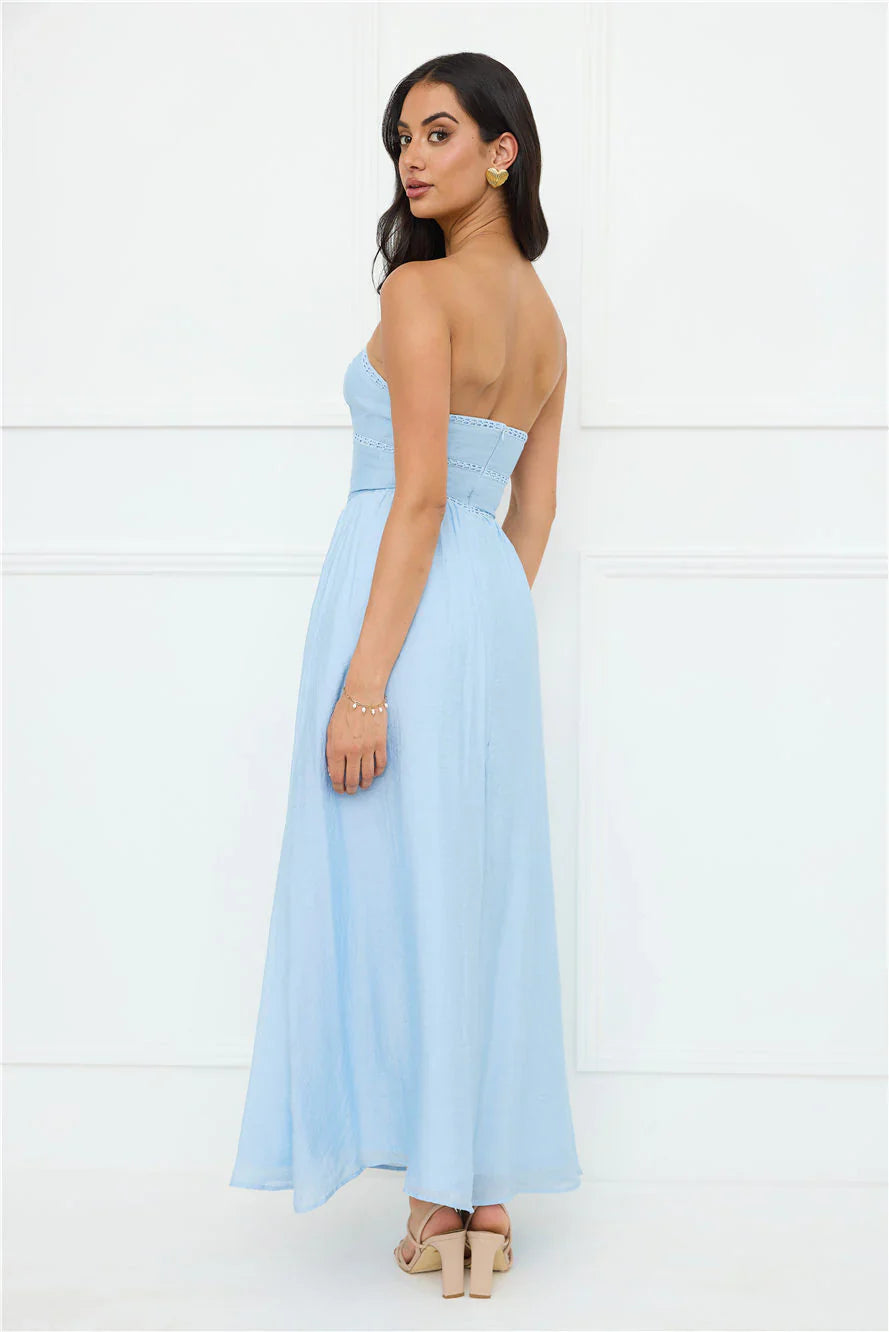 Luxurious Glow Strapless Maxi Dress Blue
