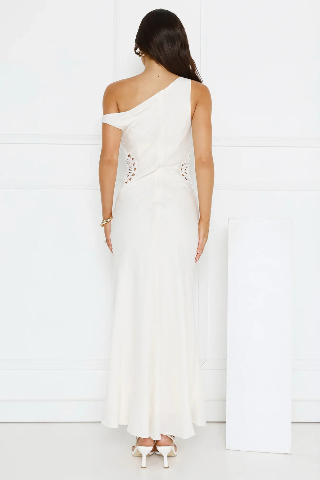 Pure Magic Linen Blend Off Shoulder Maxi Dress Cream
