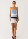 Straight Lines Mini Dress - Blue Stripe