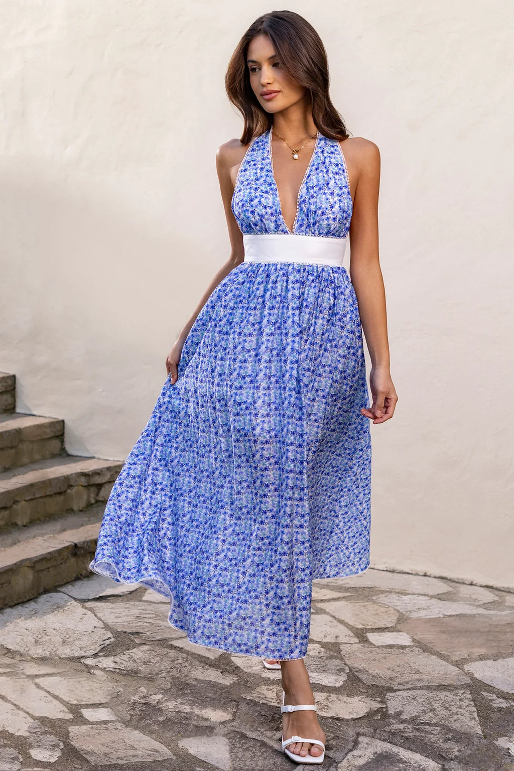 Sublime Beauty Halter Midi Dress Blue