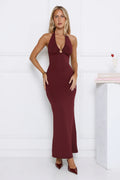 Hotter Now Halter Maxi Dress Wine